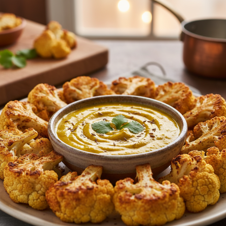 Clean Snack: Roasted Cauliflower Florets with Turmeric-Cumin Yogurt Dip ...