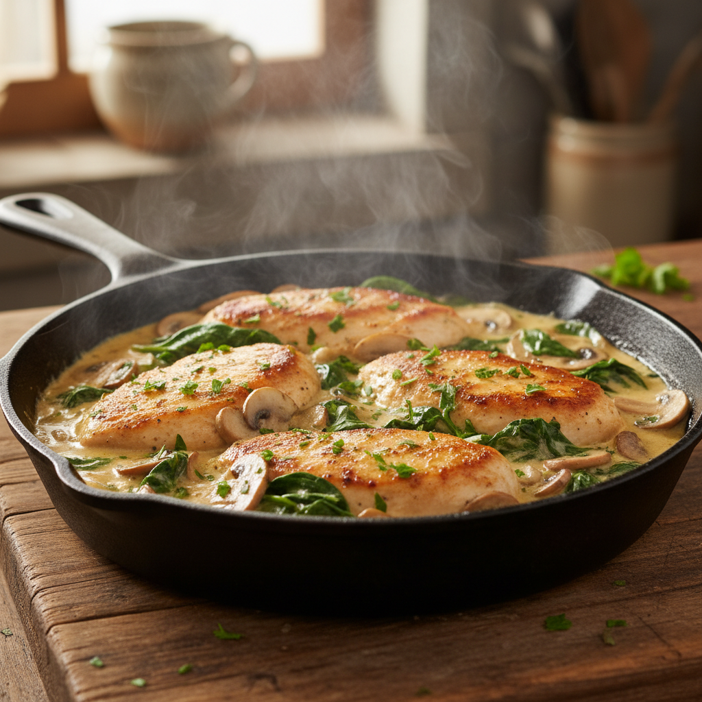 Skillet Creamy Spinach and Mushroom Chicken: Your Ultimate Healthy Weeknight Dinner - image 1