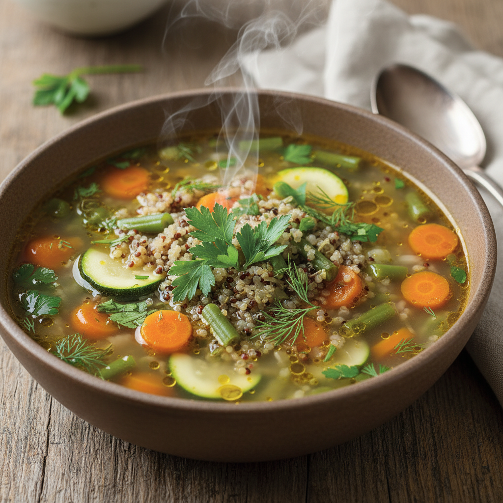 Savor the Comfort: The Ultimate FODMAP-Safe Quinoa and Veggie Soup with Herbs Recipe - image 1